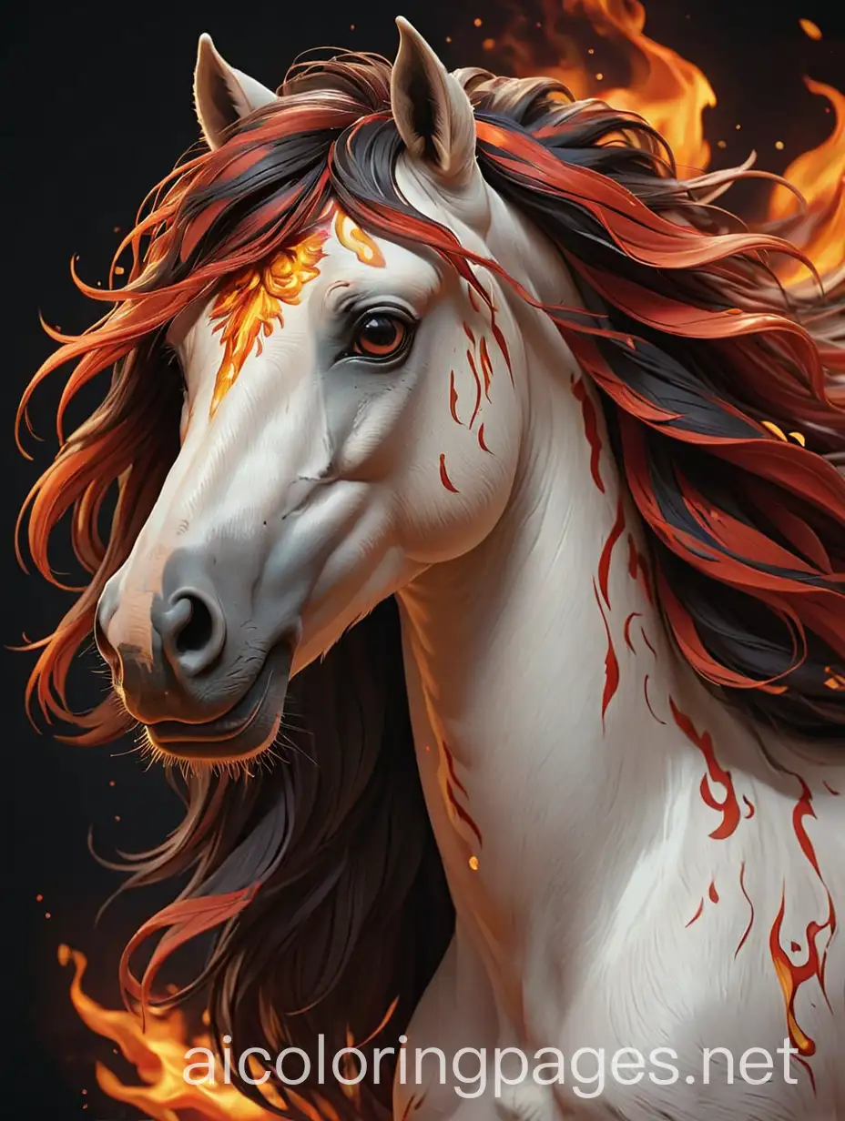 CloseUp-Horse-Head-with-Fiery-Mane-on-Red-and-Black-Background