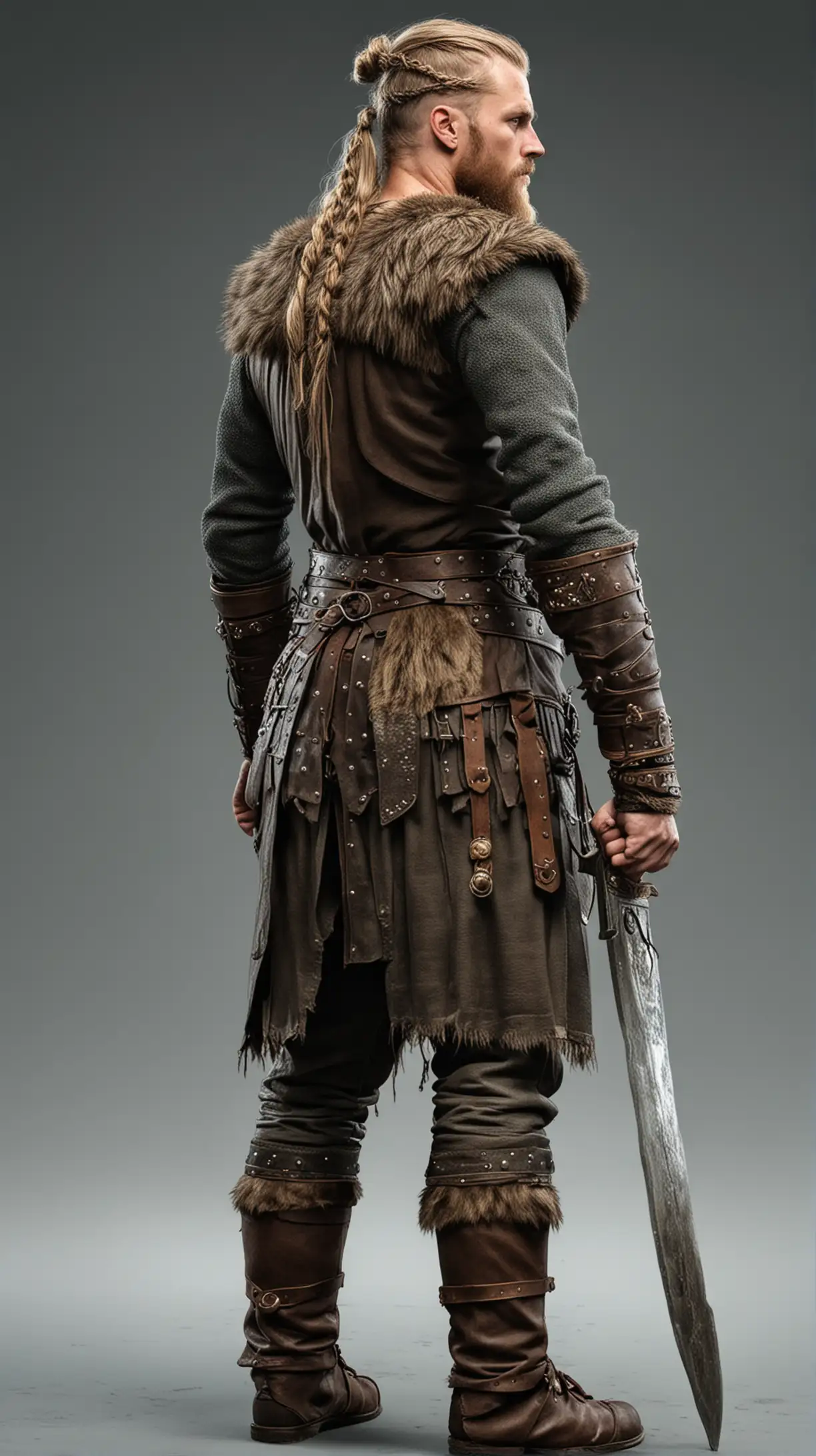 viking warrior, back view, full body,