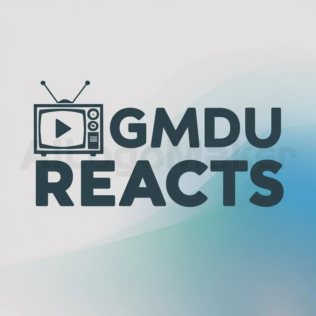a logo design,with the text "Gamdu Reacts", main symbol:video,Moderate,clear background