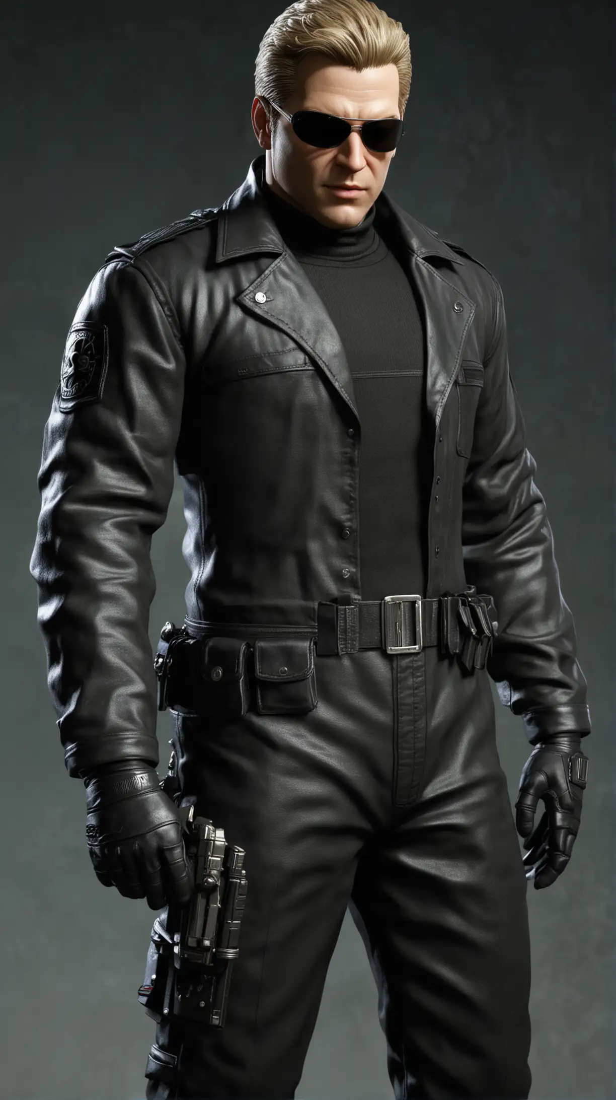 Resident Evil Albert Wesker Cosplay Stylish AllBlack Outfit and Sunglasses