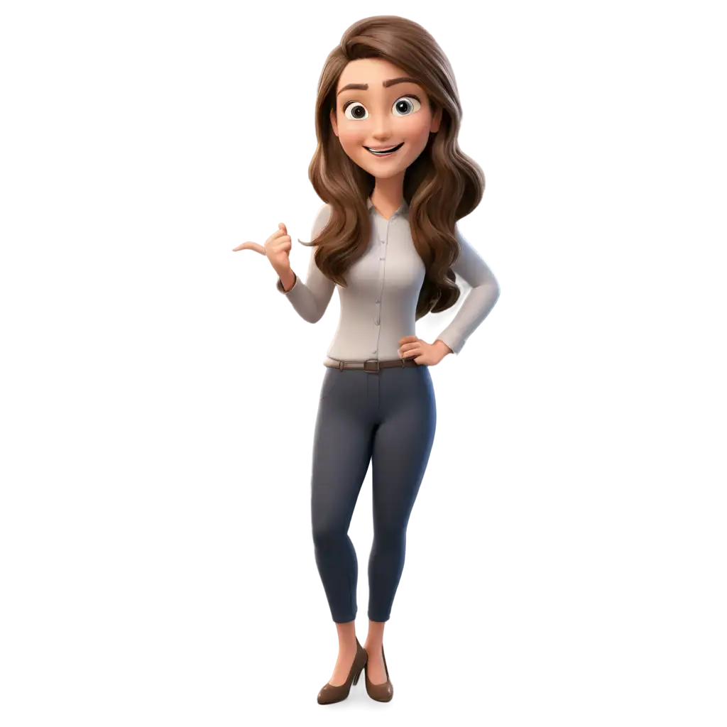 Cartoon-Realistic-Brown-Hair-Woman-Smiling-PNG-Enhance-Your-Projects-with-HighQuality-Imagery