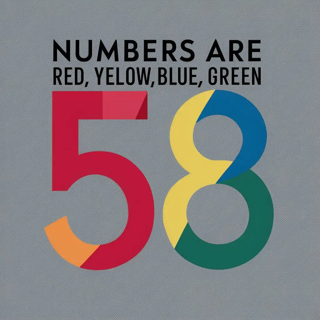 a logo design,with the text "Numbers are red, yellow, blue, green, with a solid overall background and numbers being slightly bold.", main symbol:58,Moderate,clear background