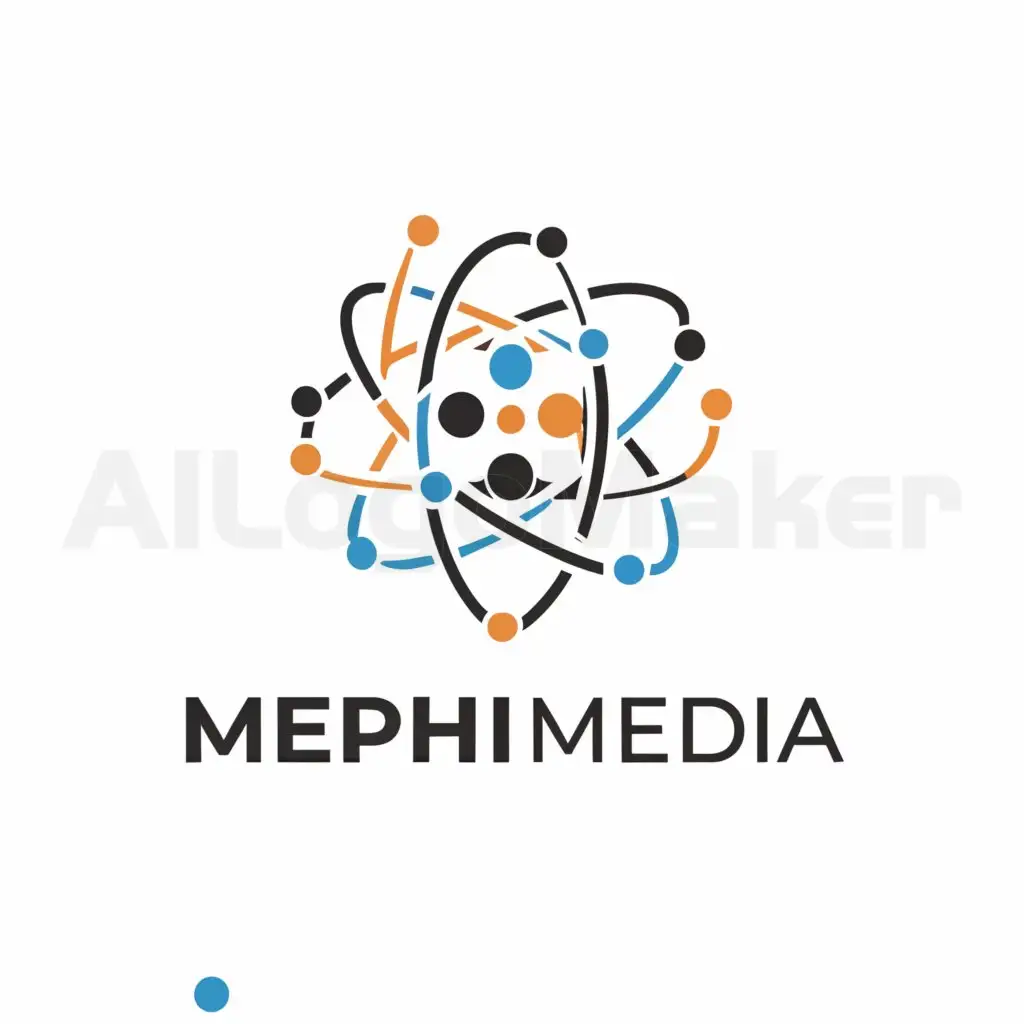 a logo design,with the text "MEPhI Media", main symbol:Atom,Moderate,be used in Education industry,clear background
