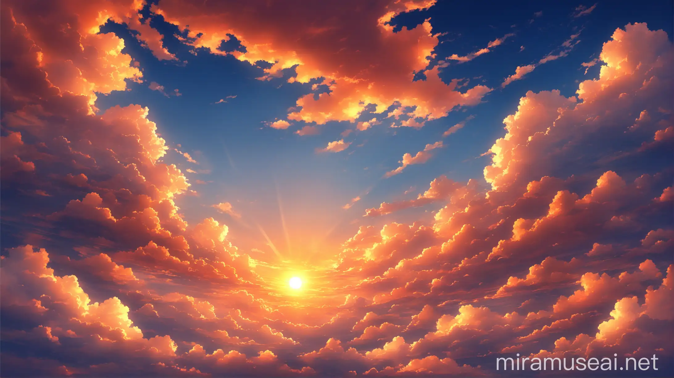 Beautiful Sunset Sky with Ethereal Clouds