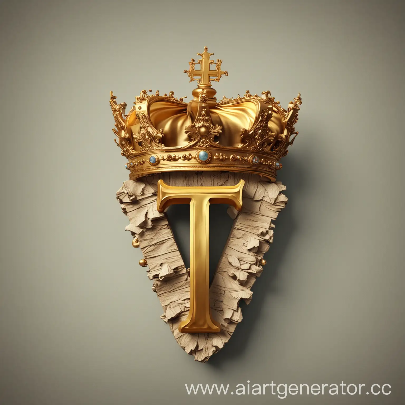 Golden-Crown-on-Letter-T-3D-Image-Render