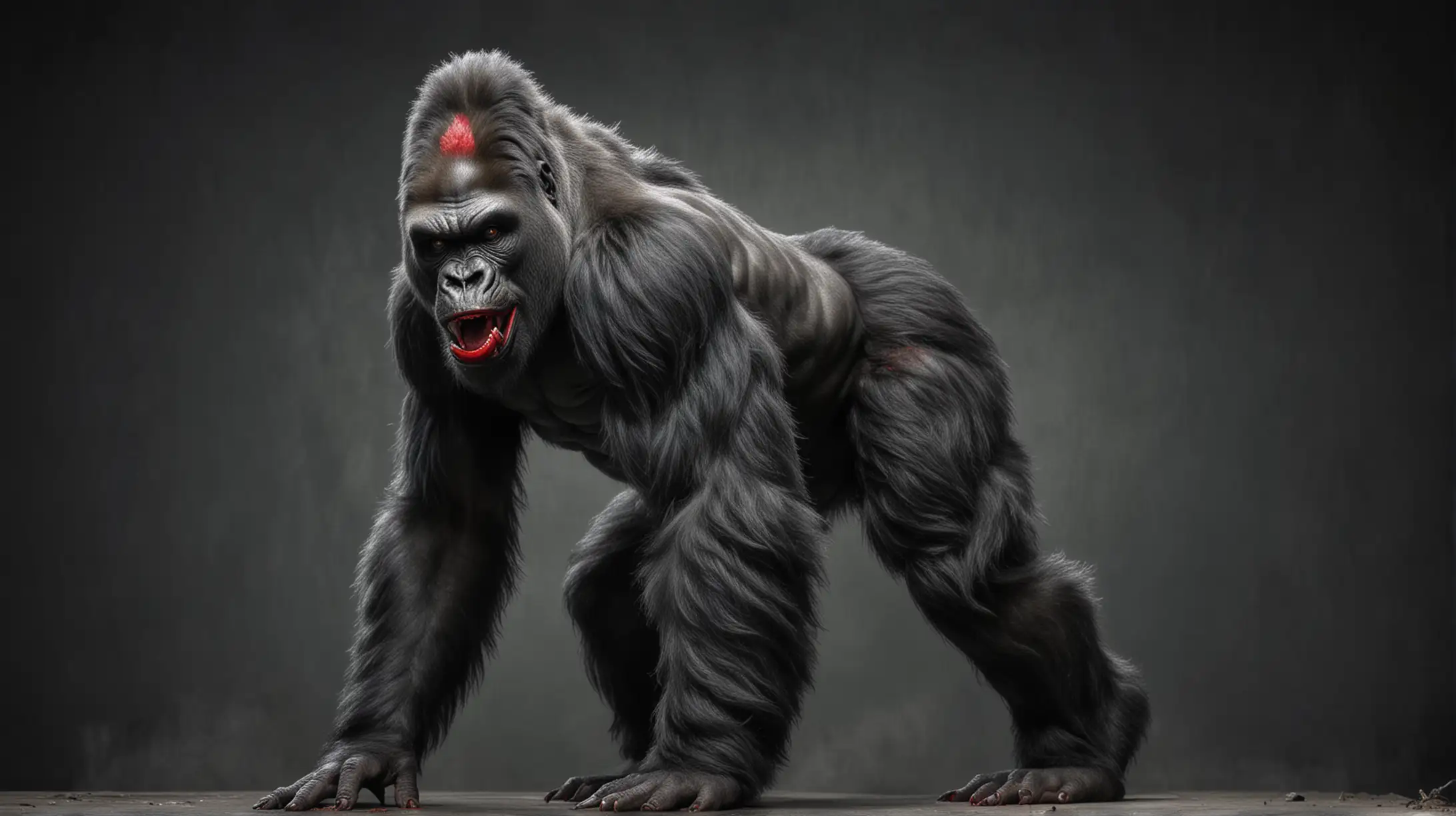 Sinister Gorilla Monster with Bold Red Lipstick