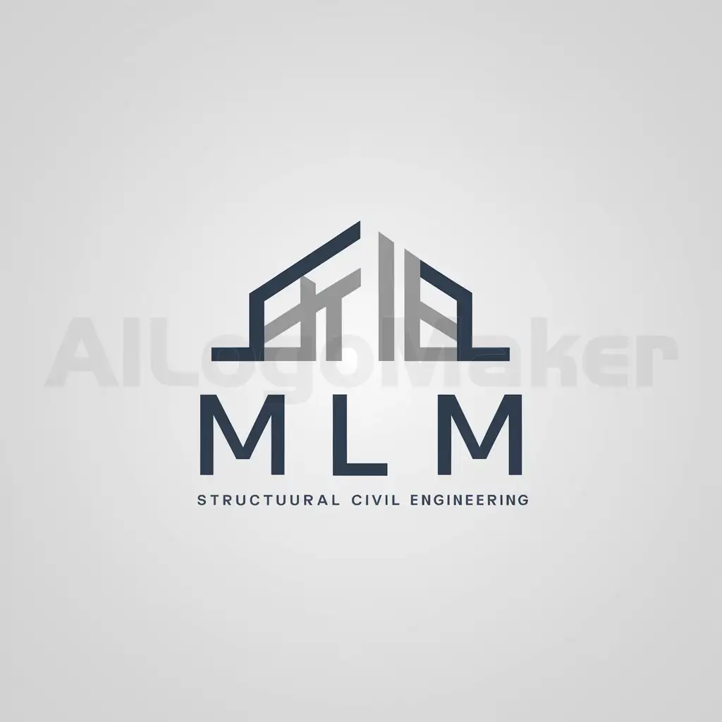 a logo design,with the text "MLM", main symbol:need the main symbol to be related to structural civil engineering, it should be in a blue and gray scale color scheme,Minimalistic,be used in Construction industry,clear background
