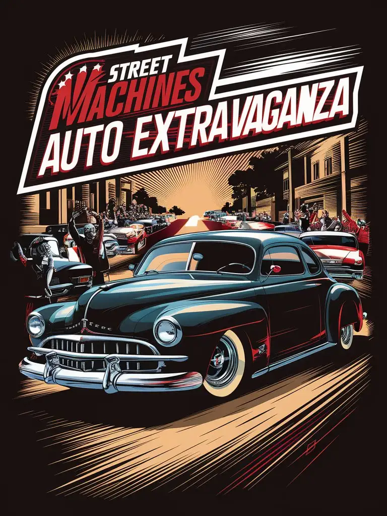 Classic 1950 Mercury Coupe Car Show Tshirt Design Vintage Street Machines Auto Extravaganza