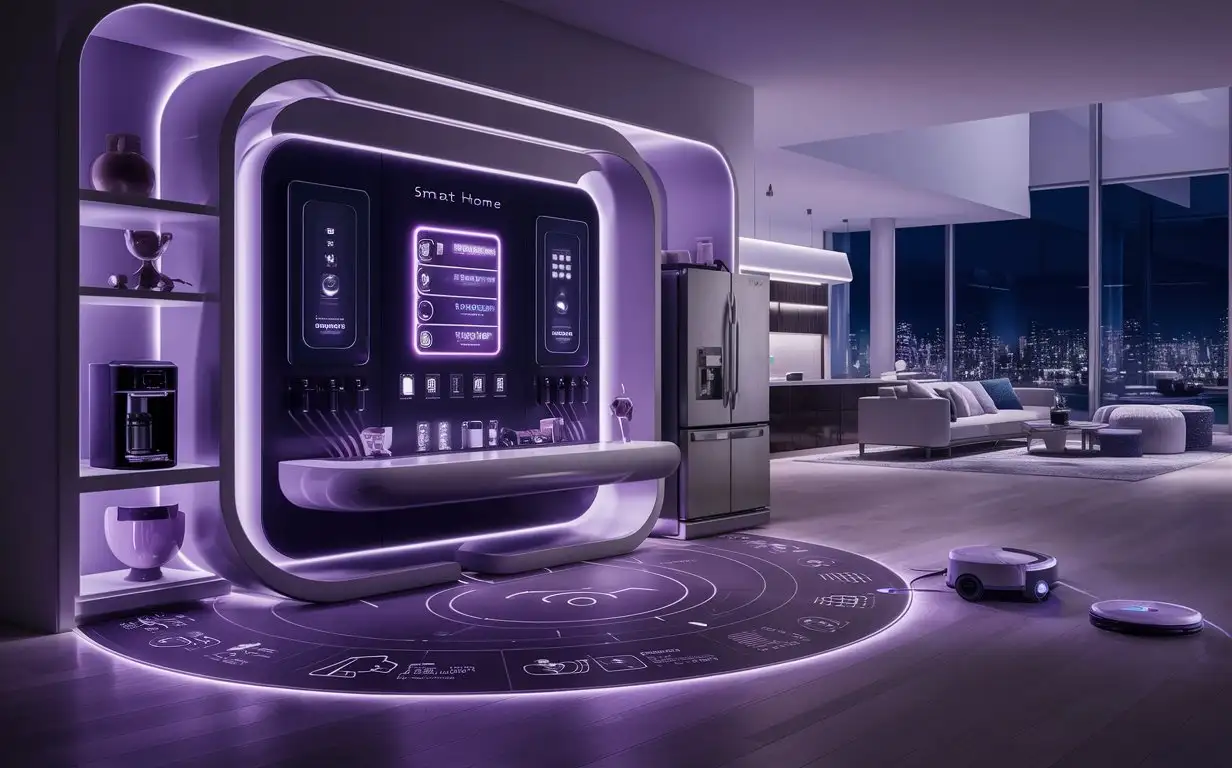 Intelligent Home Managementu000DWITH purple lighting