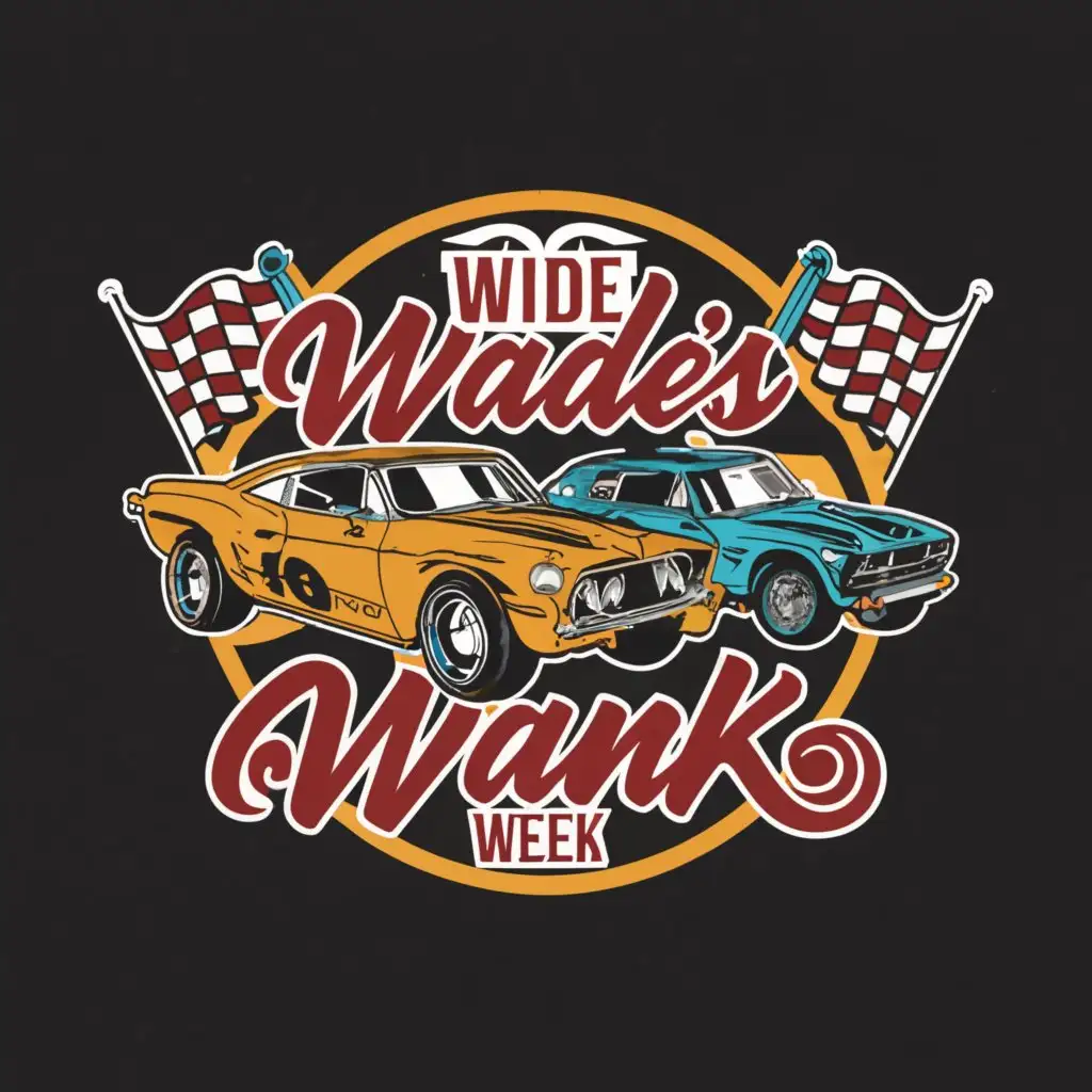 a logo design,with the text 'Wide Wade's Wank Week', main symbol:two 1960's drag racing cars,complex,be used in Automotive industry,clear background