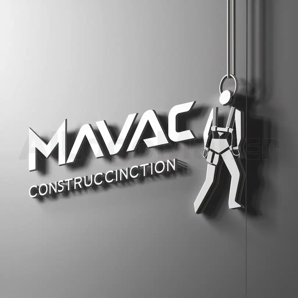 a logo design,with the text "mavac", main symbol:worker hanging from harness,Moderate,be used in Construction industry,clear background