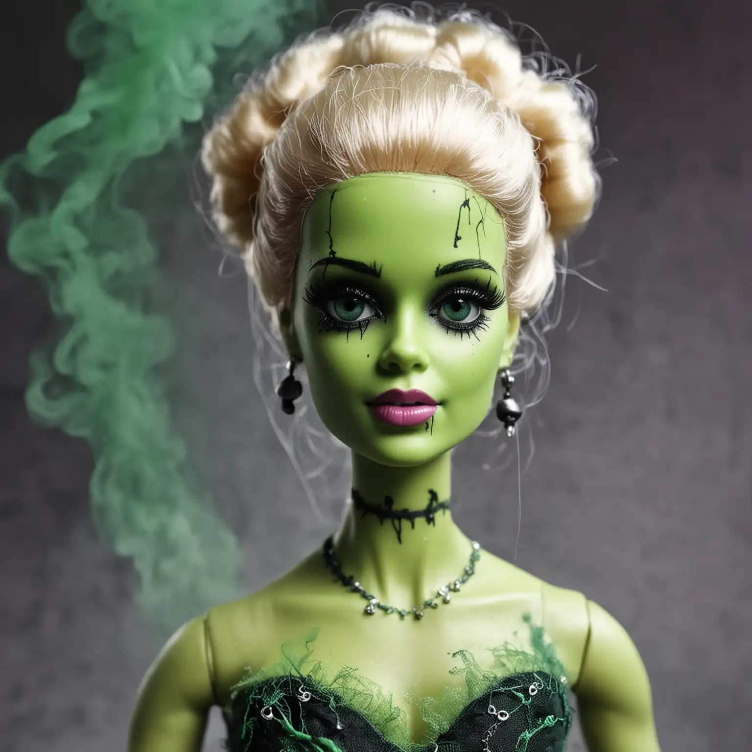 Frankenstein-Barbie-with-Green-Smoke-Emitting-from-Neck