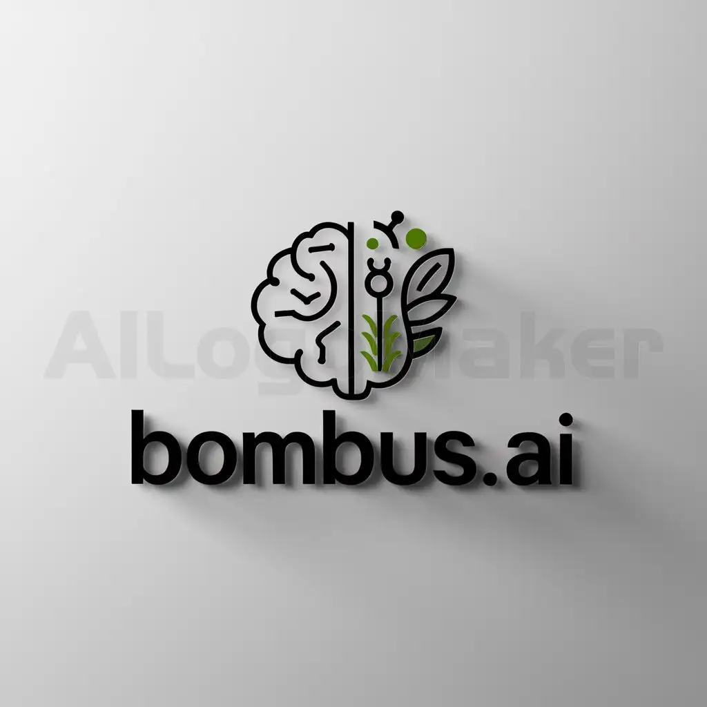a logo design,with the text "BOMBUS.AI", main symbol:ARTIFICIAL INTELLIGENCE, AGRICULTURE, BEE AND BRAIN SYMBOLS,Minimalistic,be used in Technology industry,clear background