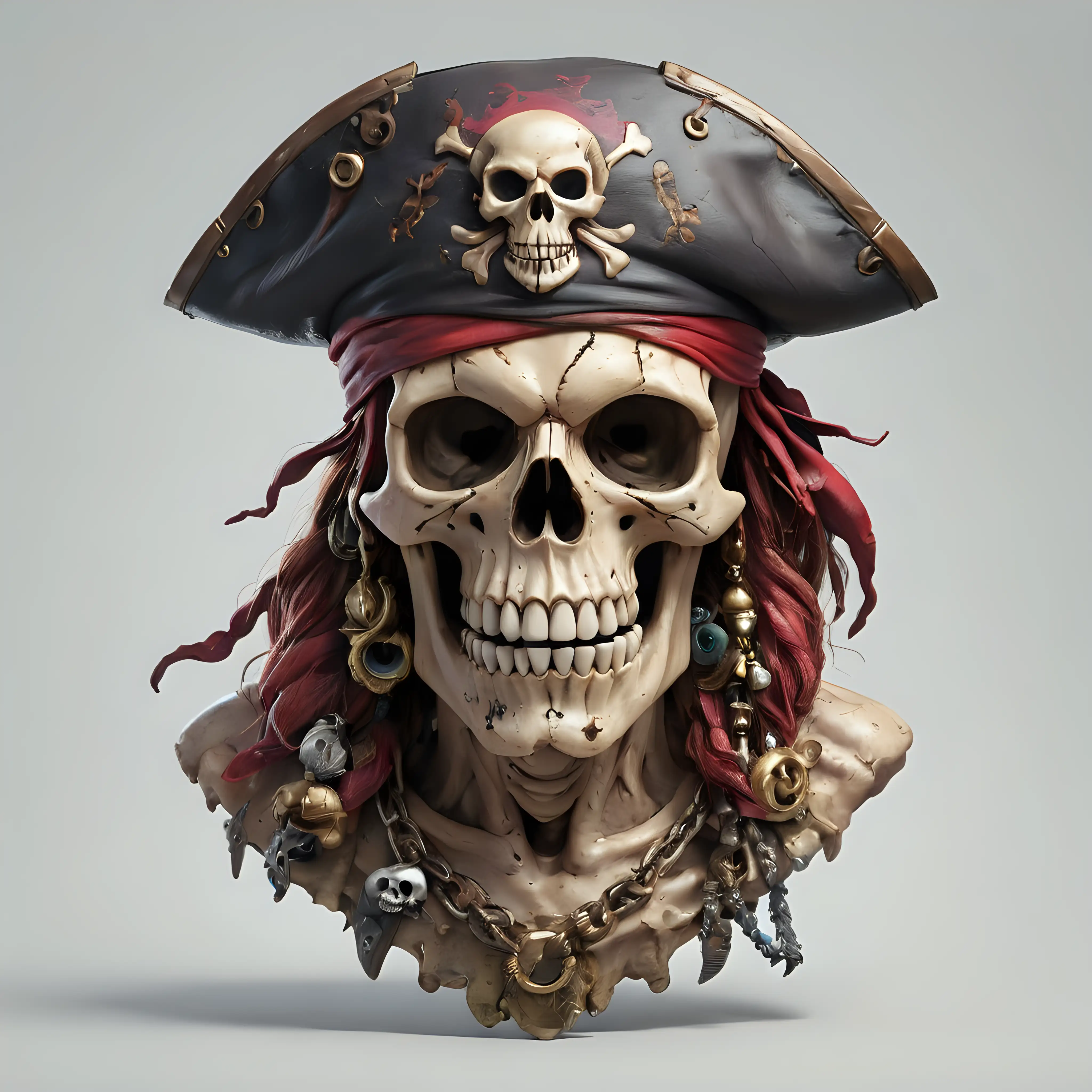 Sinister Pirate Skull in Clear Background