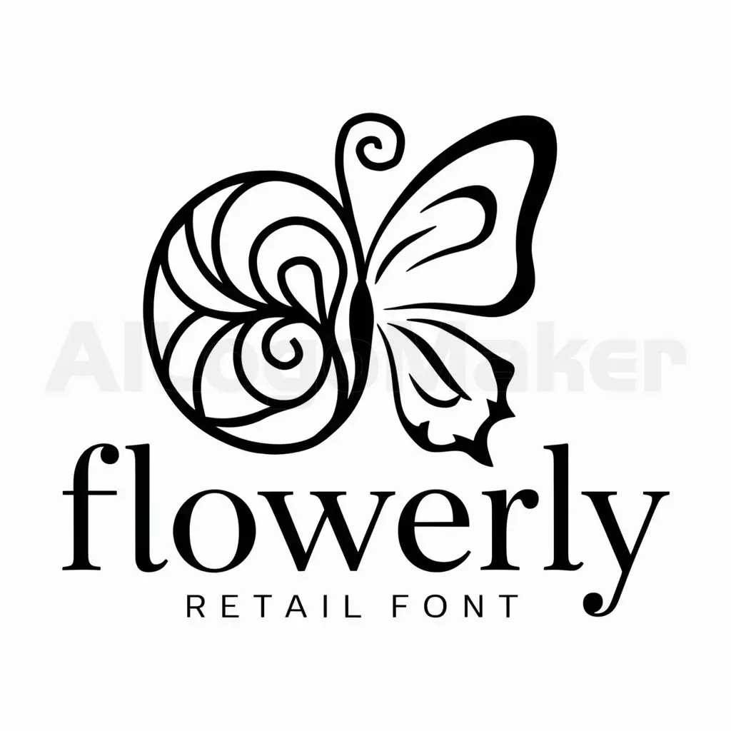 a logo design,with the text "FLOWERLY", main symbol:Flower Butterfly,complex,be used in Retail industry,clear background
