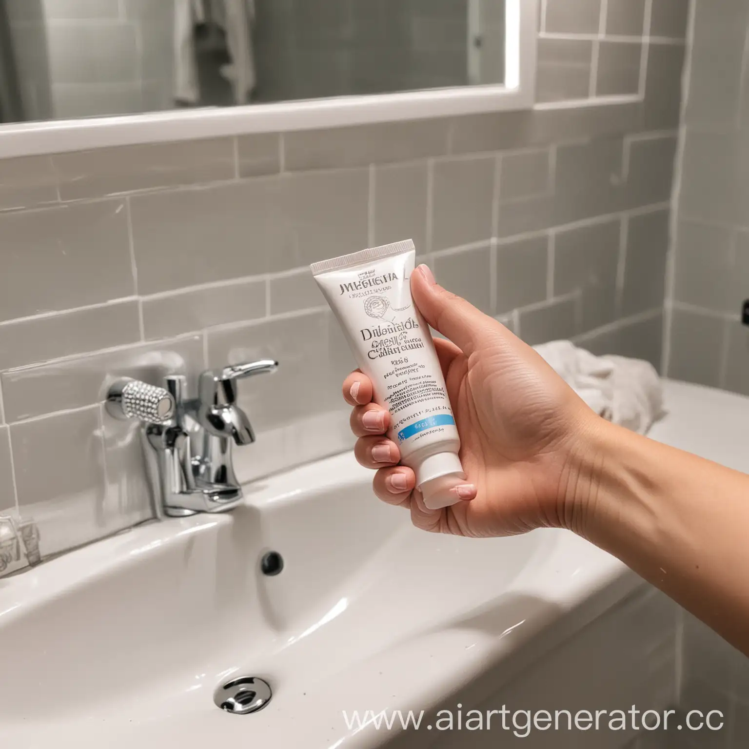 Moisturizing-Routine-Applying-Hand-Cream-in-the-Bathroom