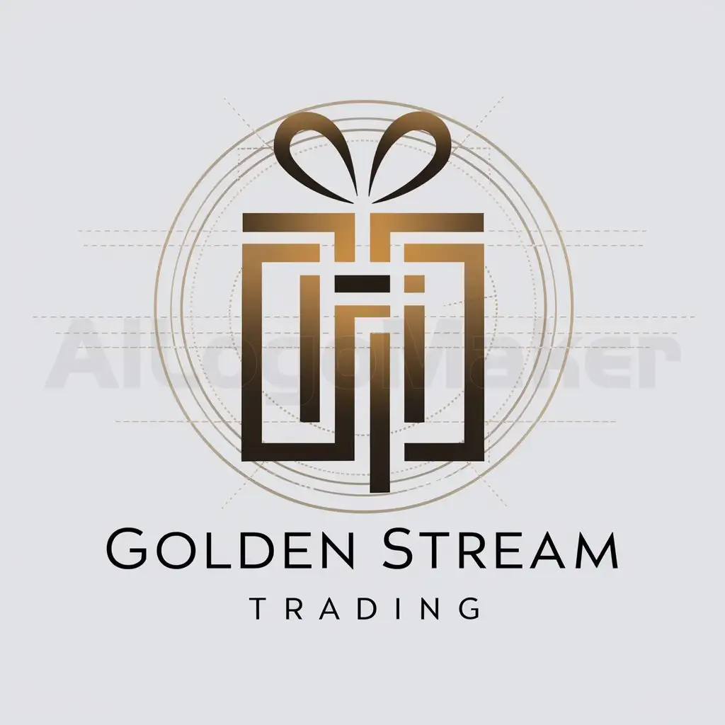 LOGO-Design-For-Golden-Stream-Trading-Elegant-Text-with-Gift-Symbol-on-Clean-Background