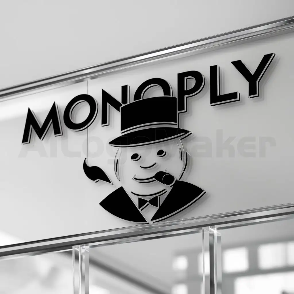 a logo design,with the text "MONOPLY", main symbol:MONOPLY MAN WITH CIGAR IN MOUTH,Moderate,be used in Others industry,clear background