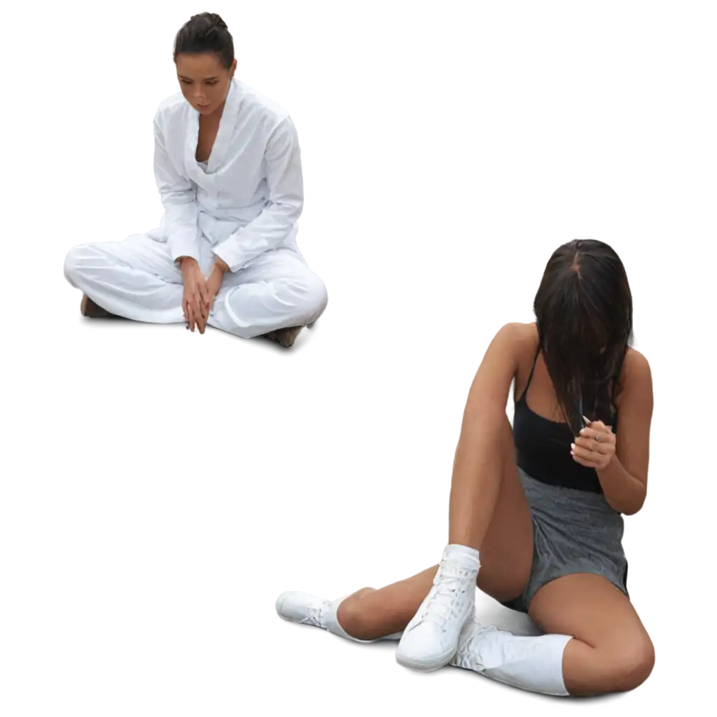HighQuality-PNG-Image-of-People-in-White-Sitting-on-the-Floor-Conceptual-Artwork-for-Versatile-Online-Use