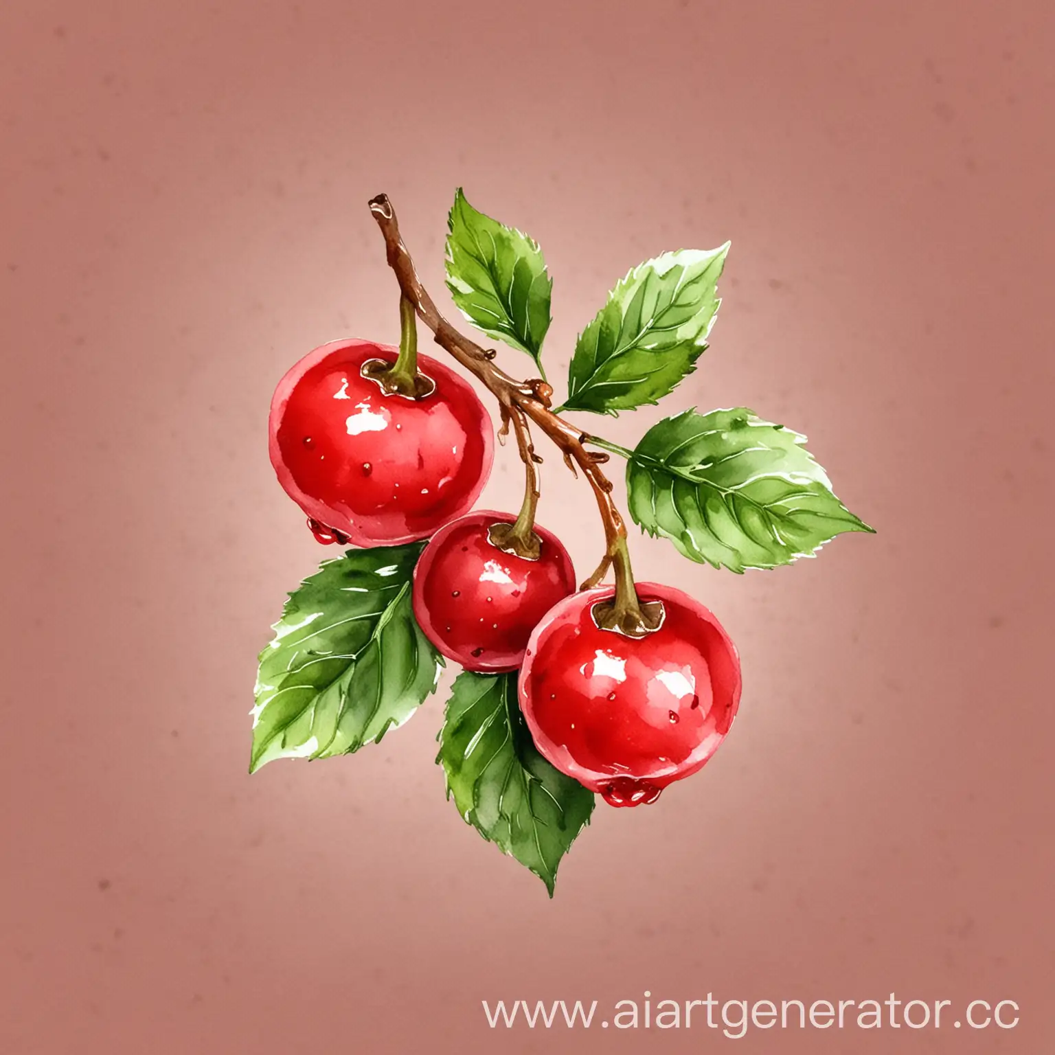 Lingonberry-Berry-Watercolor-Icon-in-Vibrant-Red-Hue