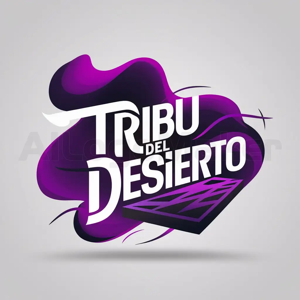 a logo design,with the text "tribu del desierto", main symbol:make me a logo with the name tribe of the desert, do not guide by the meaning of the name. with purple colors, make me a dance floor but not realistic, only the shape, make something with the second image you gave me,Moderate,be used in 0 industry,clear background