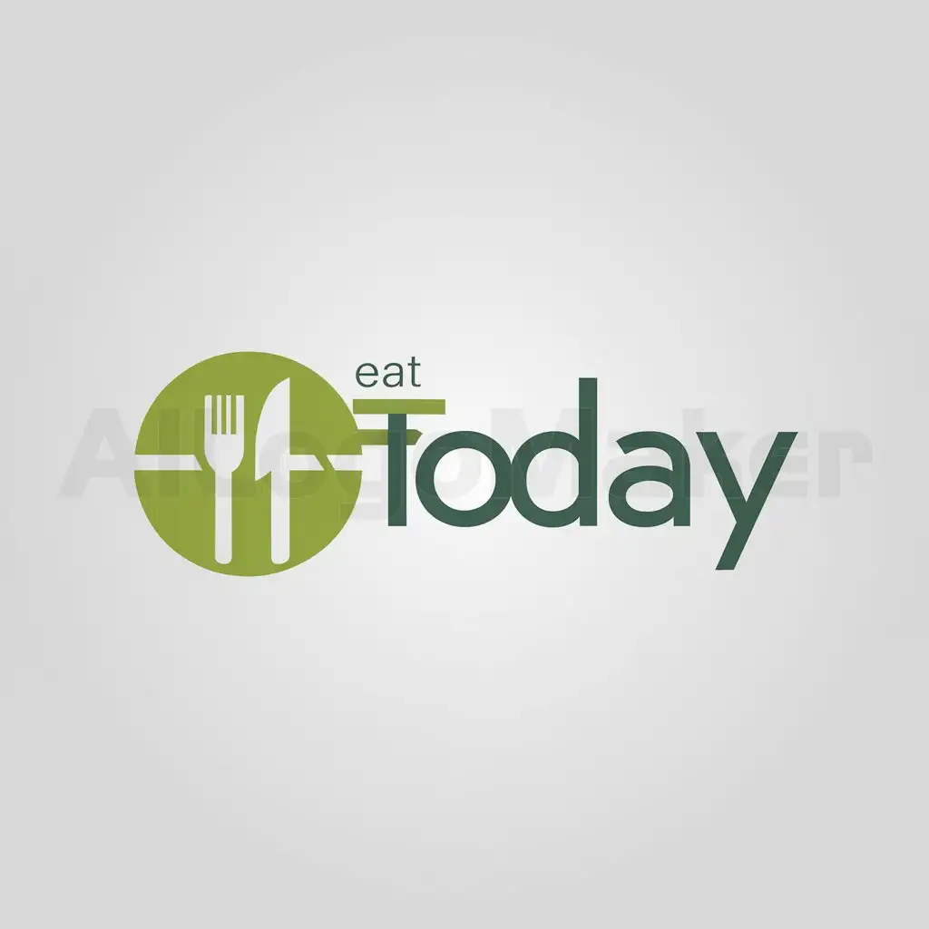 a logo design,with the text "today", main symbol:can represent healthy diet, mark as green, mark as round, have eat and today's English style on the mark,Minimalistic,be used in Restaurant industry,clear background