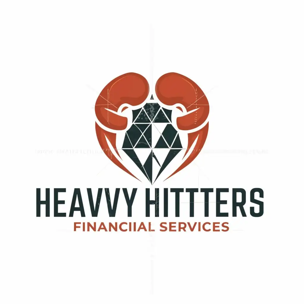 a logo design,with the text "Heavy Hitters", main symbol:simple, modern,
I'm in the financial services business and the name of my team is the Heavy Hitters. I'd like the design to be very simple and bold. Ideally, I would like a boxing reference or a diamond in the design but I'd like more options so I can put the logo on products ( cups, shirts, pens, bags, )
- Design a modern, appealing logo that reflects the essence of my organization,
- Ensure the logo is distinctive and memorable,,Moderate,be used in financial services industry,clear background