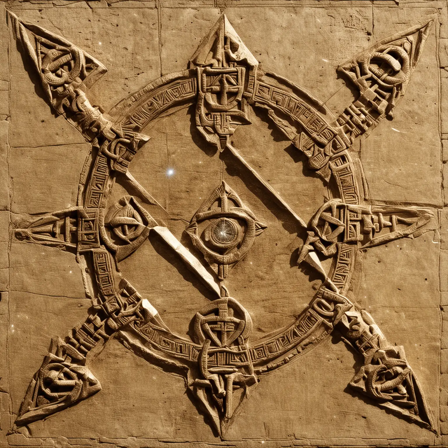 Ancient Sumerian Symbols Mystical Diamond Amidst Cosmic Infinity