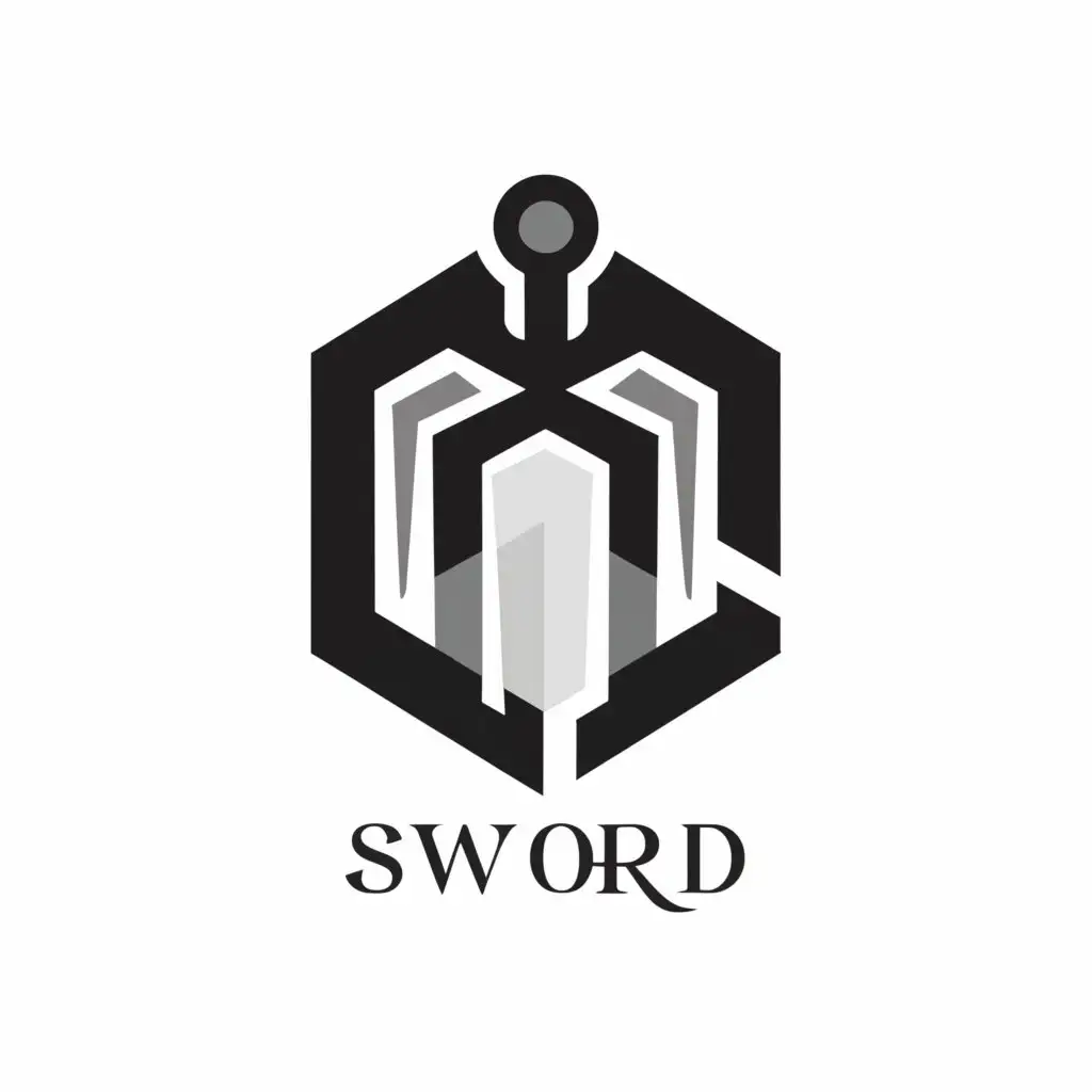 a logo design,with the text "sword", main symbol:hexagon sword,Minimalistic,clear background