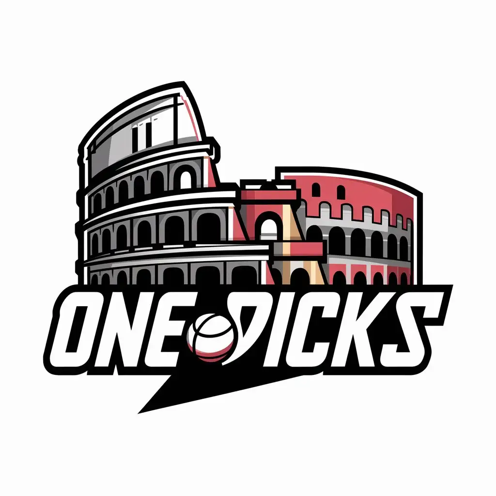 un logo de una pagina de apuestas  deportivas llamada one picks
 y tenga el coliseo romano


