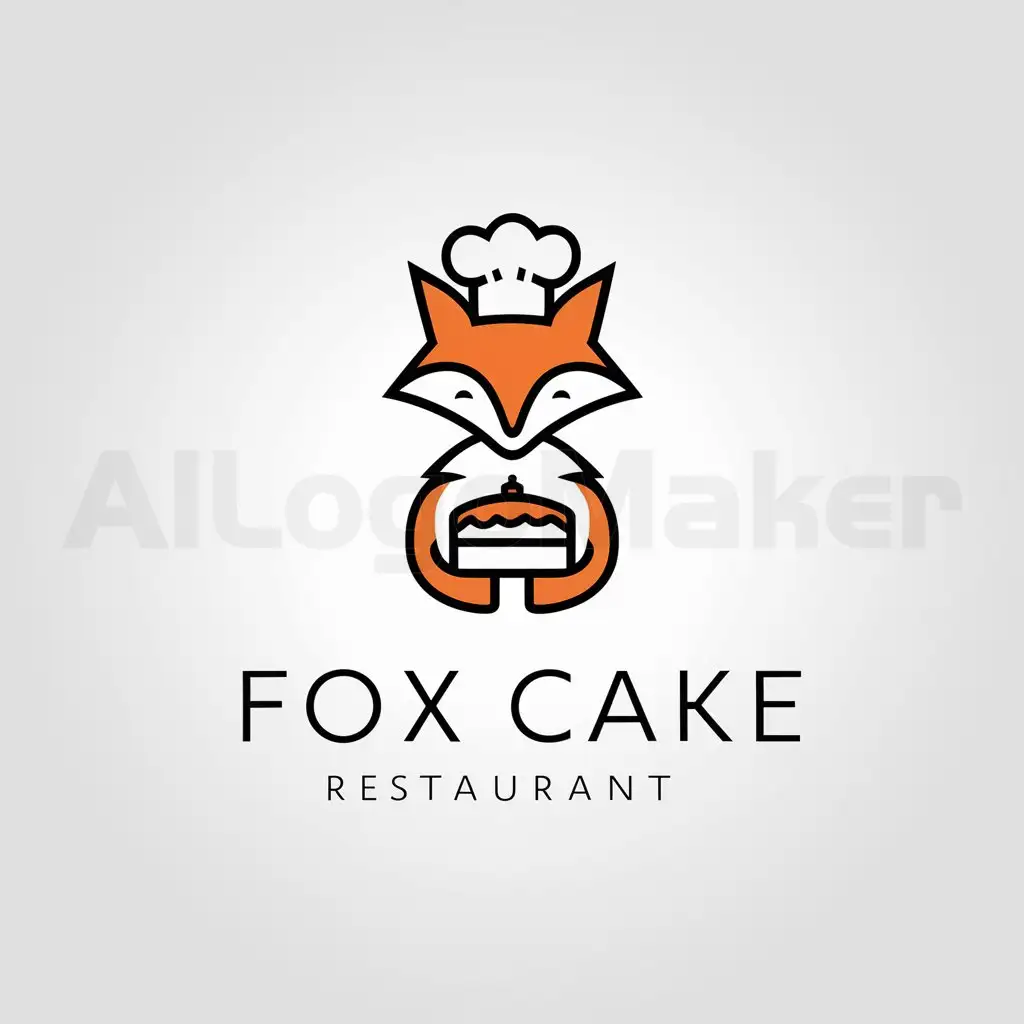 a logo design,with the text "Fox Cake", main symbol:fox, cake, pastry chef,Minimalistic,be used in Restaurant industry,clear background