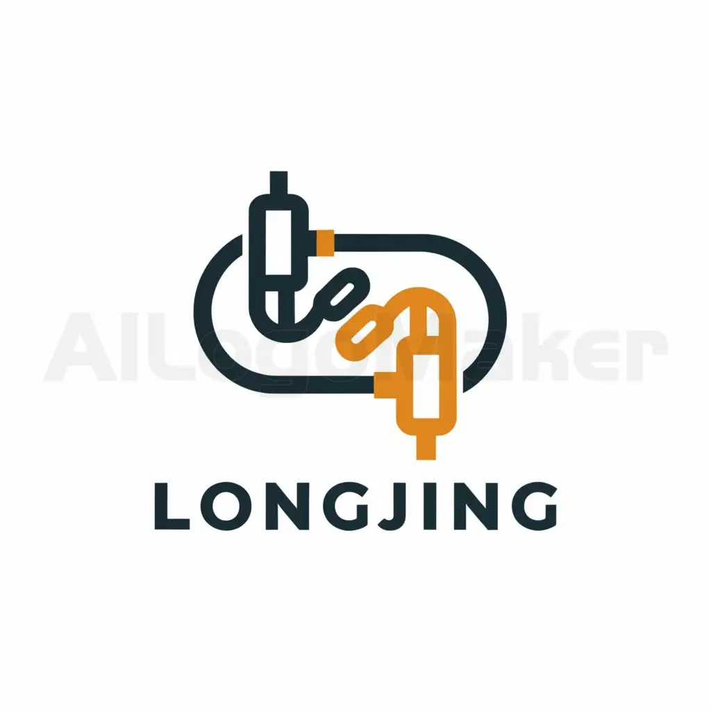 a logo design,with the text "longjing", main symbol:charging cable,Minimalistic,clear background