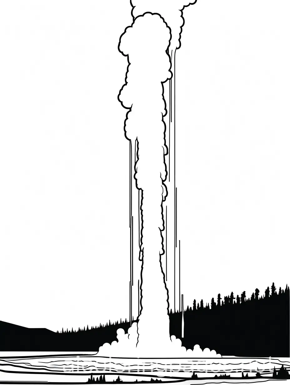 yellowstone old faithful geyser , Coloring Page, black and white, line art, white background, Simplicity, Ample White Space