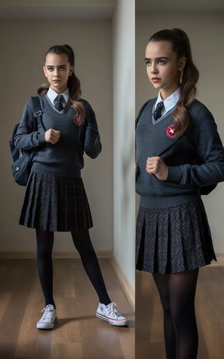 Serious-Turkish-Teenage-Girl-in-School-Uniform-with-Ponytail