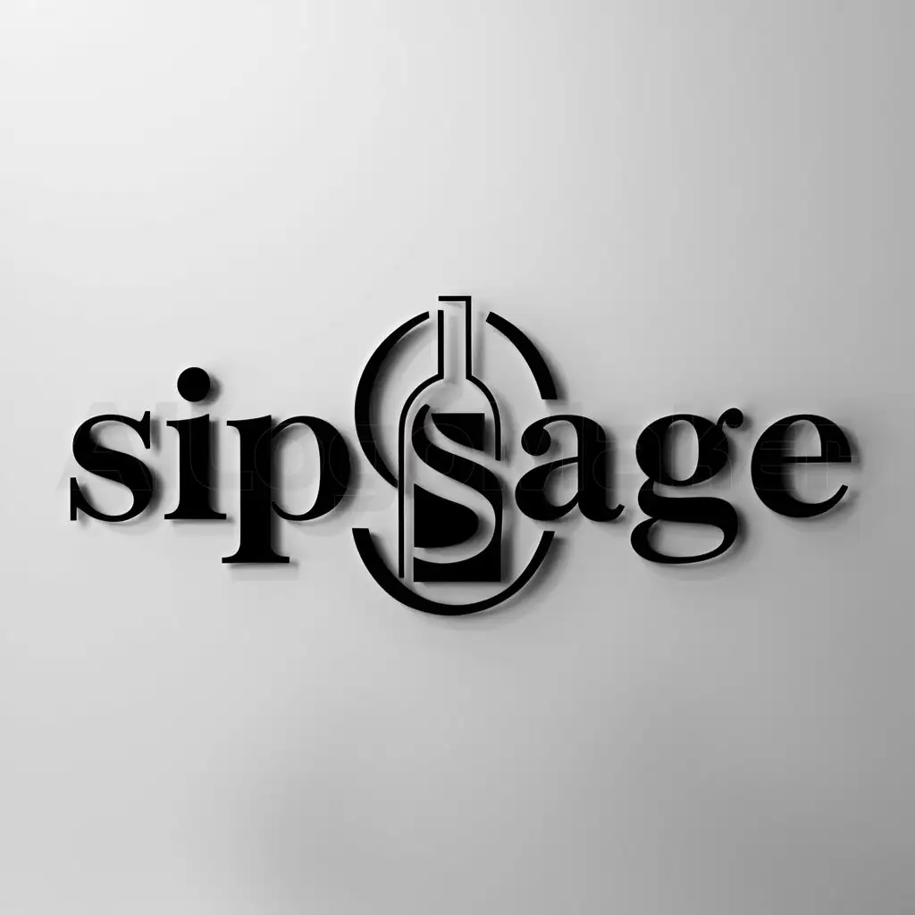 a logo design,with the text "SipSage", main symbol:WINE,Moderate,clear background