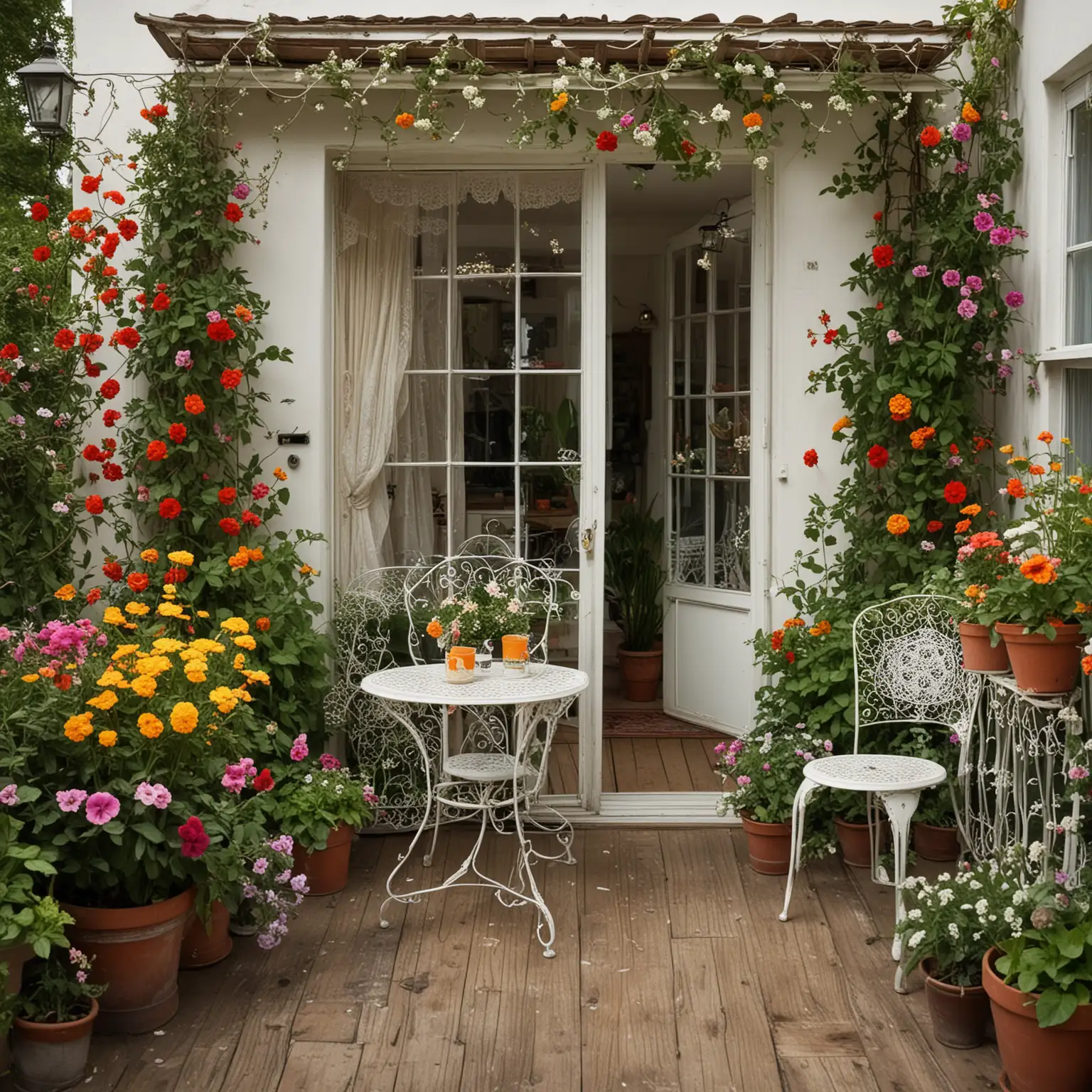 Enchanting-Garden-Balcony-with-Vintage-Furniture-and-Lush-Greenery