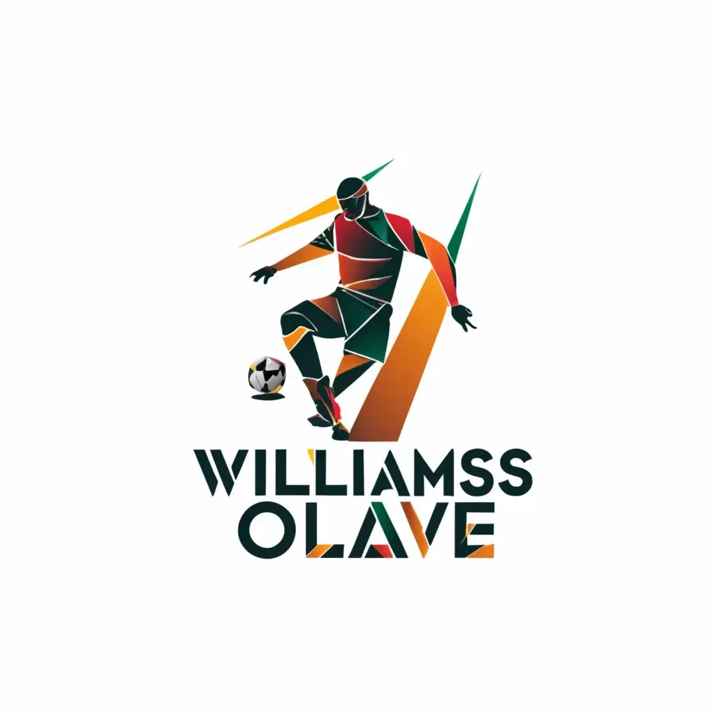 a logo design,with the text "williams olave", main symbol:soccer player,complex,clear background