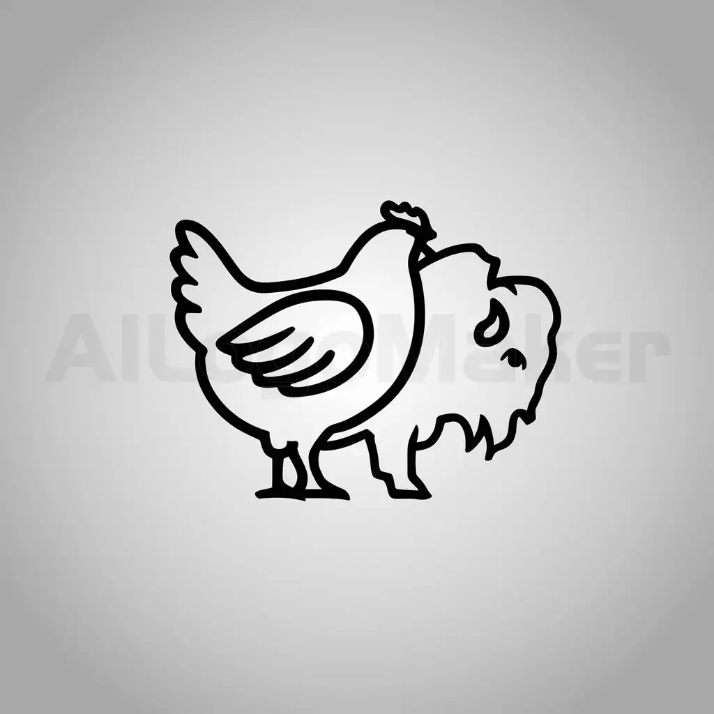 a logo design,with the text "HEN", main symbol:The outline of a hen wrapping a wing around a bison,Minimalistic,be used in Nonprofit industry,clear background