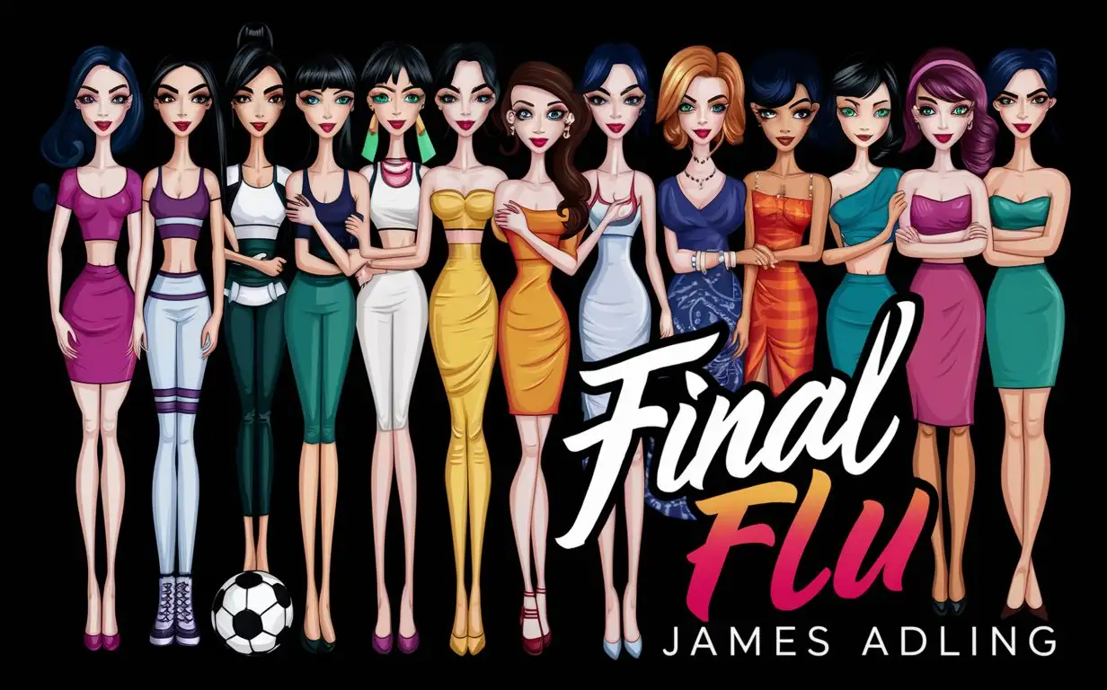 logo for an erotic story about many beautiful skinny Asian women including fashion models, college women's soccer players, waitresses, and rich heiresses with the text "Final Flu by James Adling"