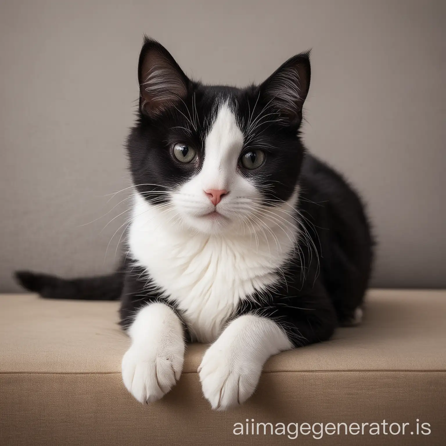 Adorable-Black-and-White-Cat-Playful-Feline-with-Endearing-Expressions