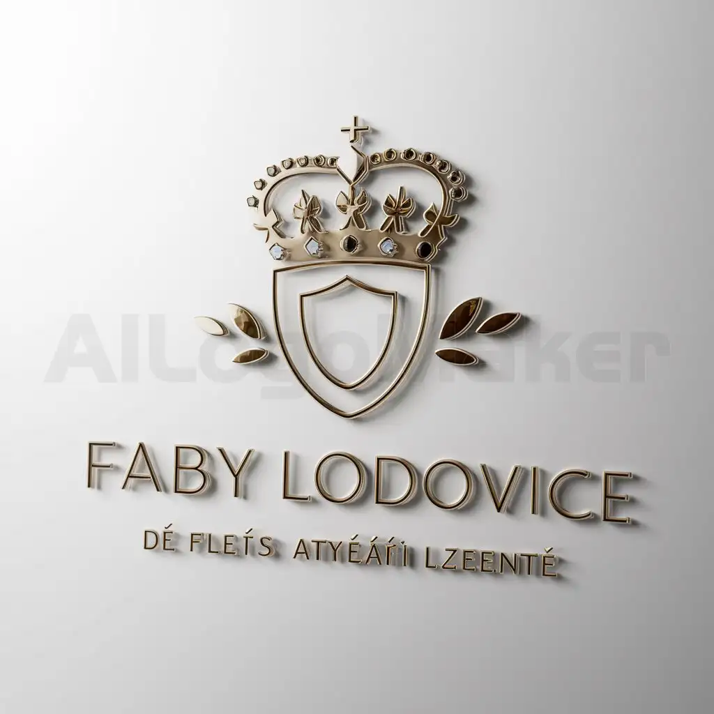a logo design,with the text "Faby Lodovice", main symbol:Crown, Shield,Moderate,clear background