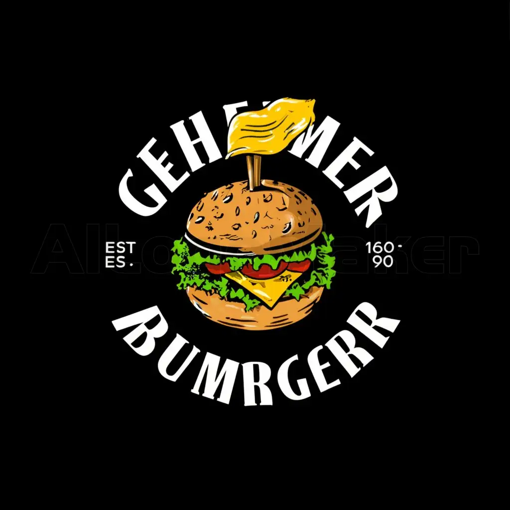 a logo design,with the text "Gehammburger", main symbol:A burger as a hammer and with a chip as the handle,complex,be used in Restaurant industry,clear background