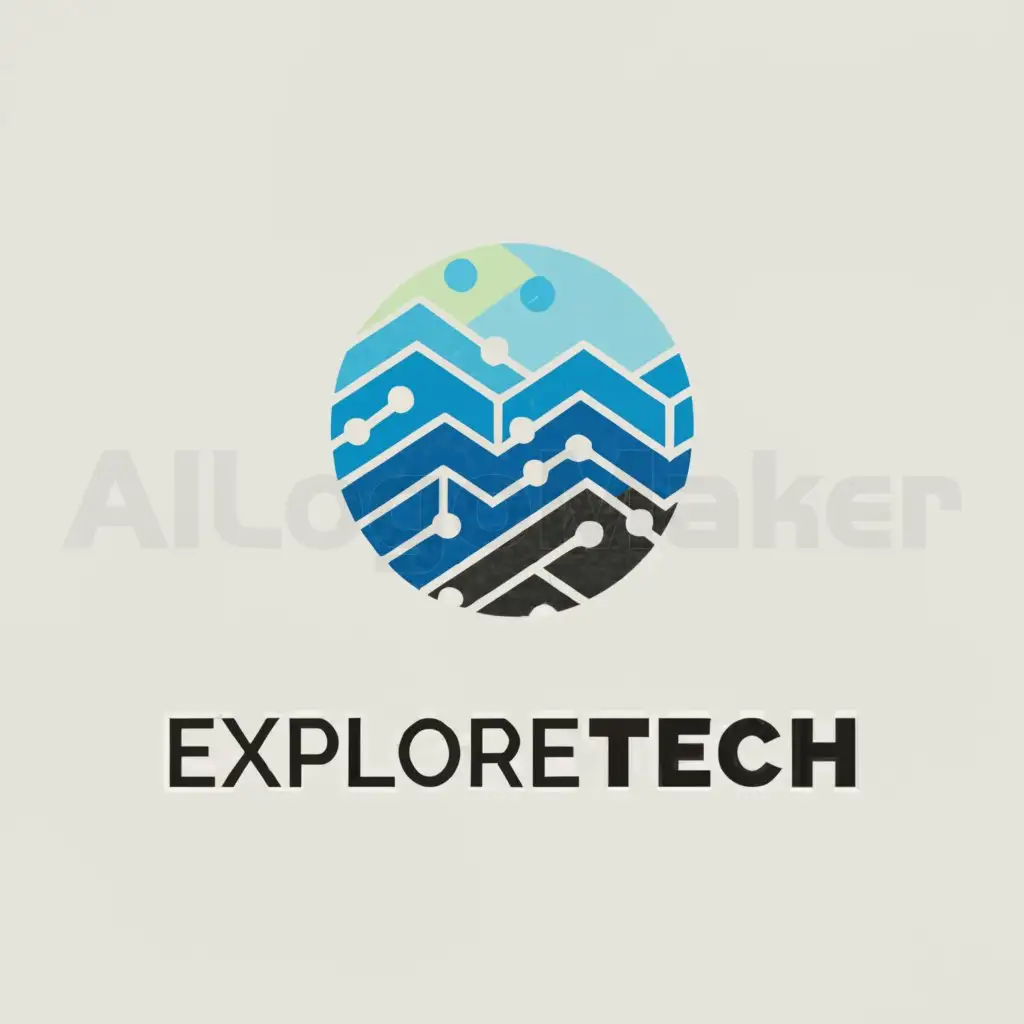 a logo design,with the text "ExploreTech", main symbol:Sense of technology, landscape painting, ink painting,Moderate,be used in Travel industry,clear background