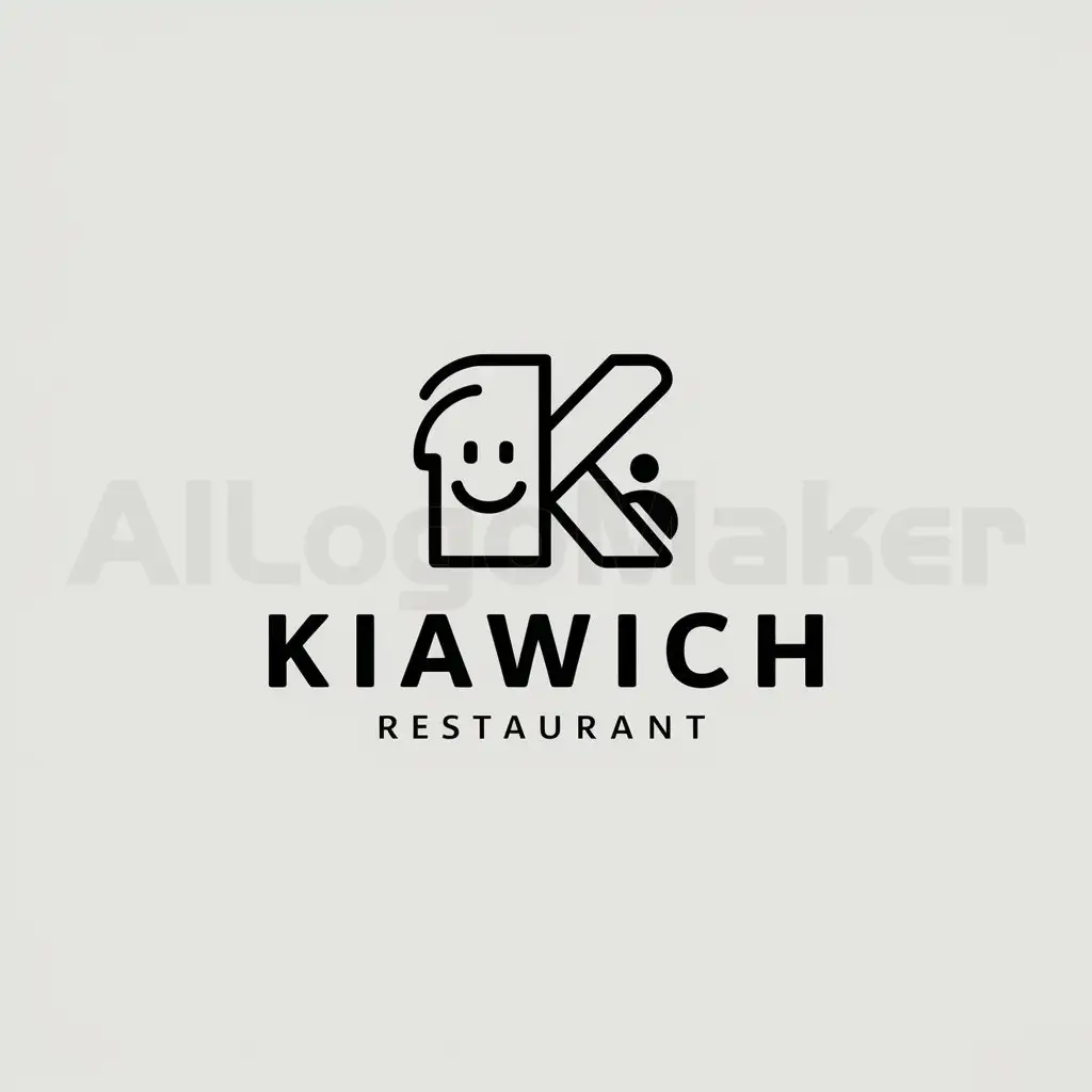 a logo design,with the text "Kiawich", main symbol:a sandwich / a familly / fastfood / k letter,Minimalistic,be used in Restaurant industry,clear background
