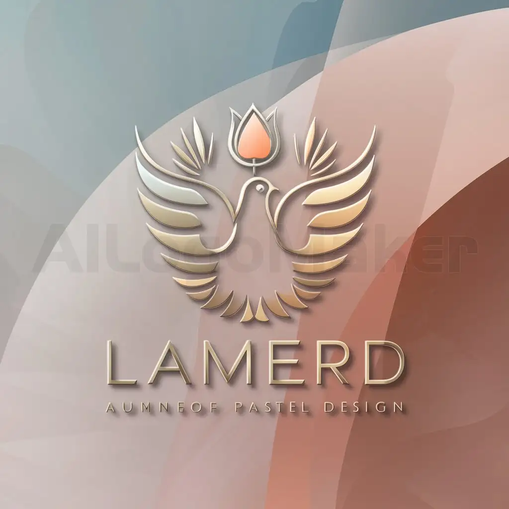 a logo design,with the text "Lamerd", main symbol:Dove, tulip, palm
,Moderate,clear background