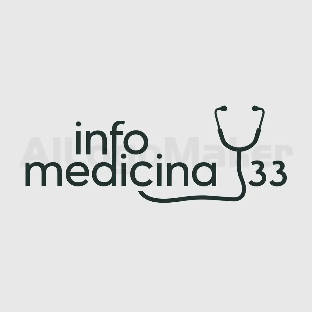 a logo design,with the text "InfoMedicina33", main symbol:Stethoscope,Minimalistic,be used in Medical Dental industry,clear background