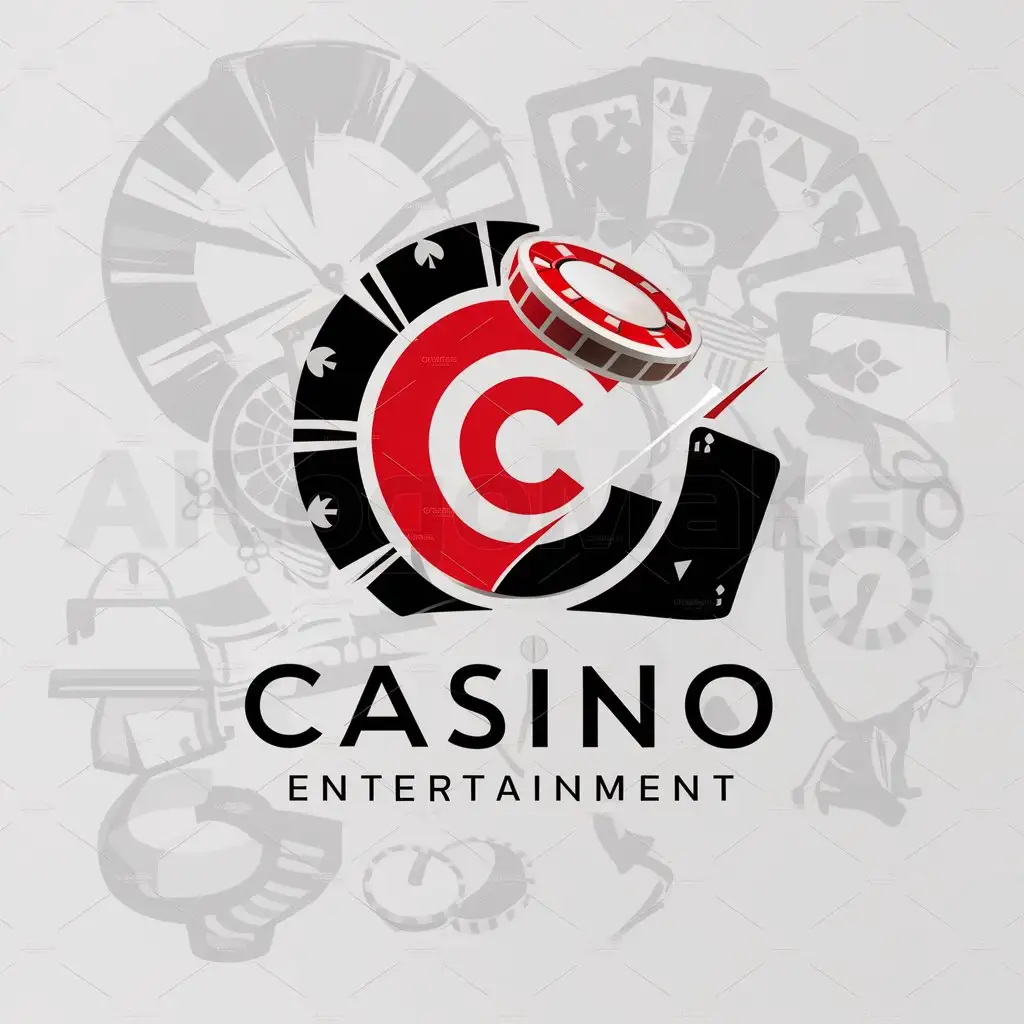 a logo design,with the text "casino", main symbol:Casino,roulette,poker,complex,be used in Entertainment industry,clear background