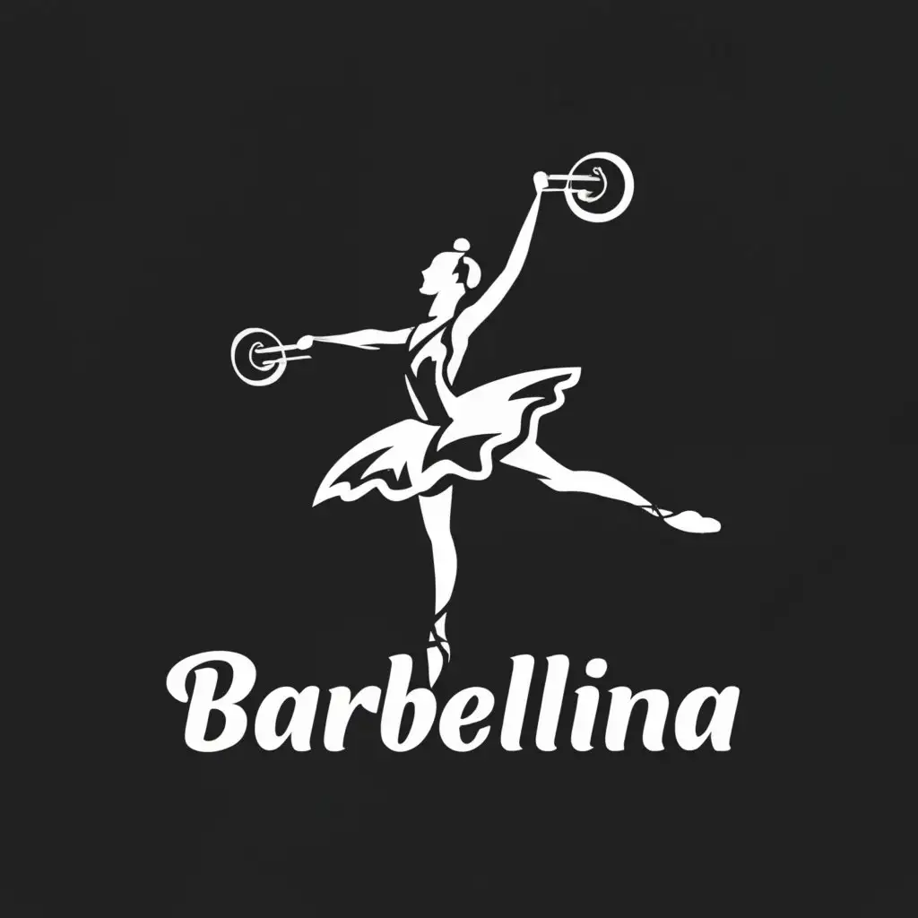 LOGO-Design-For-Barbellina-Elegant-Ballerina-with-Dumbbell-in-Hand-for-Fitness-Enthusiasts