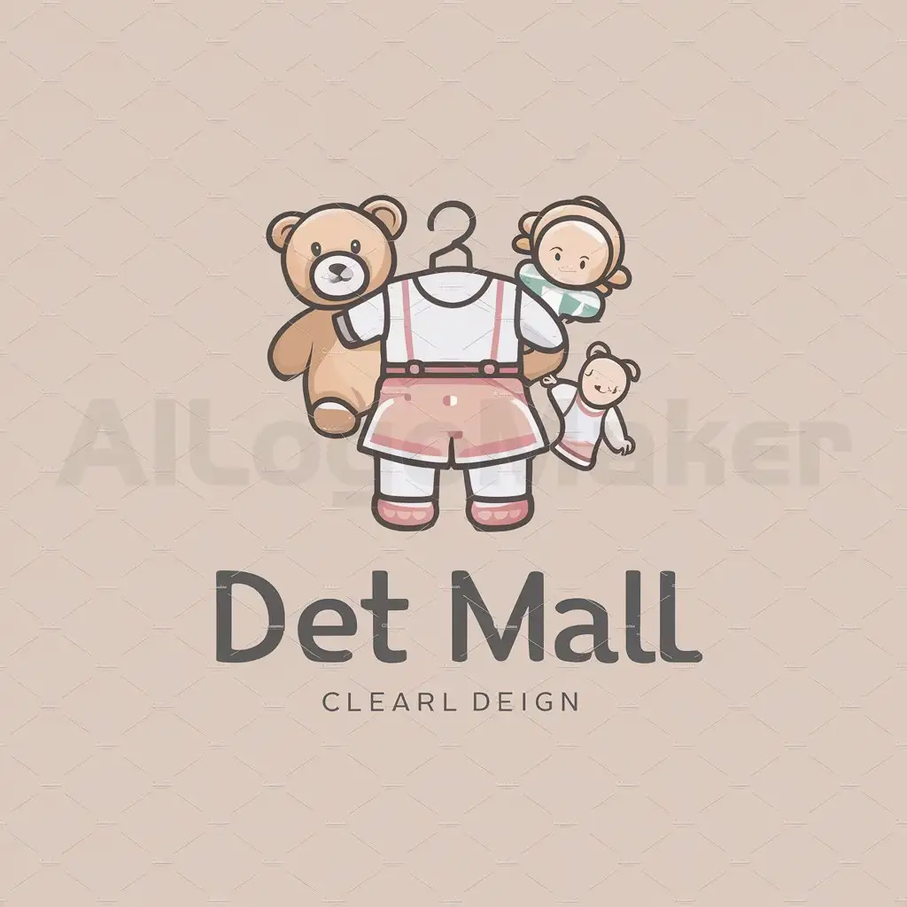 a logo design,with the text "DET Mall", main symbol:childhood clothes, cute,,Moderate,be used in Retail industry,clear background