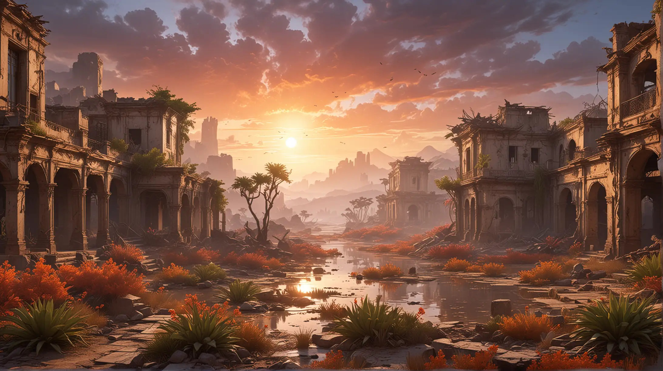 Drawing inspiration from Horizon Forbidden West, the environment is a visual feast of contrasting landscapes. Vibrant flora reclaim abandoned urban sprawls, while majestic wildlife roams amidst the ruins. Dynamic weather systems further enhance the immersive experience, from scorching sunsets to torrential downpours that breathe life into the parched earth.
